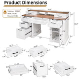 Office Desk With Charging Station & Storage Cabinet