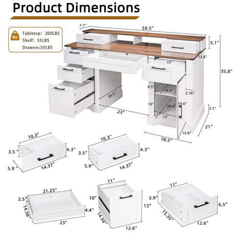 Office Desk With Charging Station & Storage Cabinet
