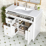 Bathroom Vanity With Sink, 3 Drawers & 2 Soft-Close Doors