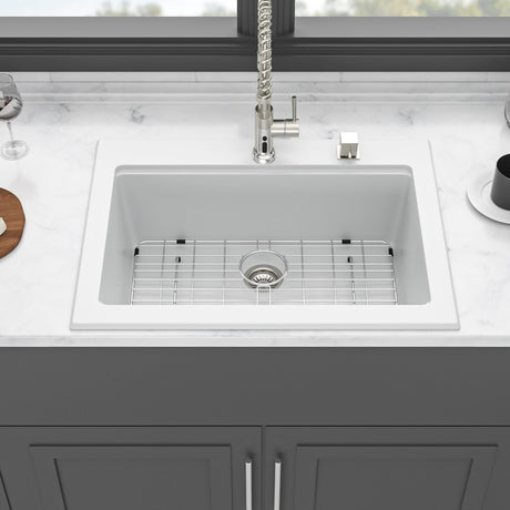 Quartz Kitchen Sink 30" X 22" Granite Composite Workstation Drop In Sink - White
