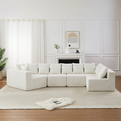 L - Shaped Modular Sofa With Deep Seat And 11 Pillows