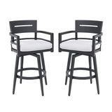 Outdoor Swivel Bar Chairs, 360 Degree Rotation, Ergonomic Backrest (Set of 2)