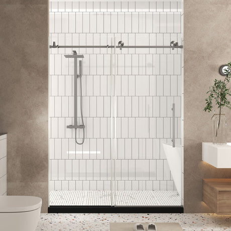 Frameless Shower Door, Smooth Sliding Tracks