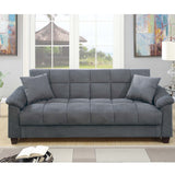 Adjustable Sofa With Hidden Storage And USB Port, Plush Cube Pattern Couch With Pillows - Gray
