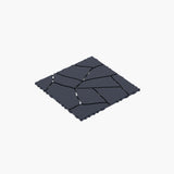 Stone Style Patio Deck Tiles For Porch (Set of 44) - Gray