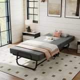 Twin Folding Bed With Memory Foam Mattress, 4 Lockable Wheels - Gray