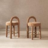 Penny - Round Arched Fully Upholstered Counter Stool (Set of 2) - Orange