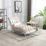 Chaise Lounge Indoor, Button Tufted Upholstered Chaise Lounge Chair With Pillow