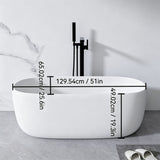 Freestanding Bathtub Resin Stone Soaking Bathtub Solid Surface Modern Tubs With Overflow And Pop-Up Drain - Matte White