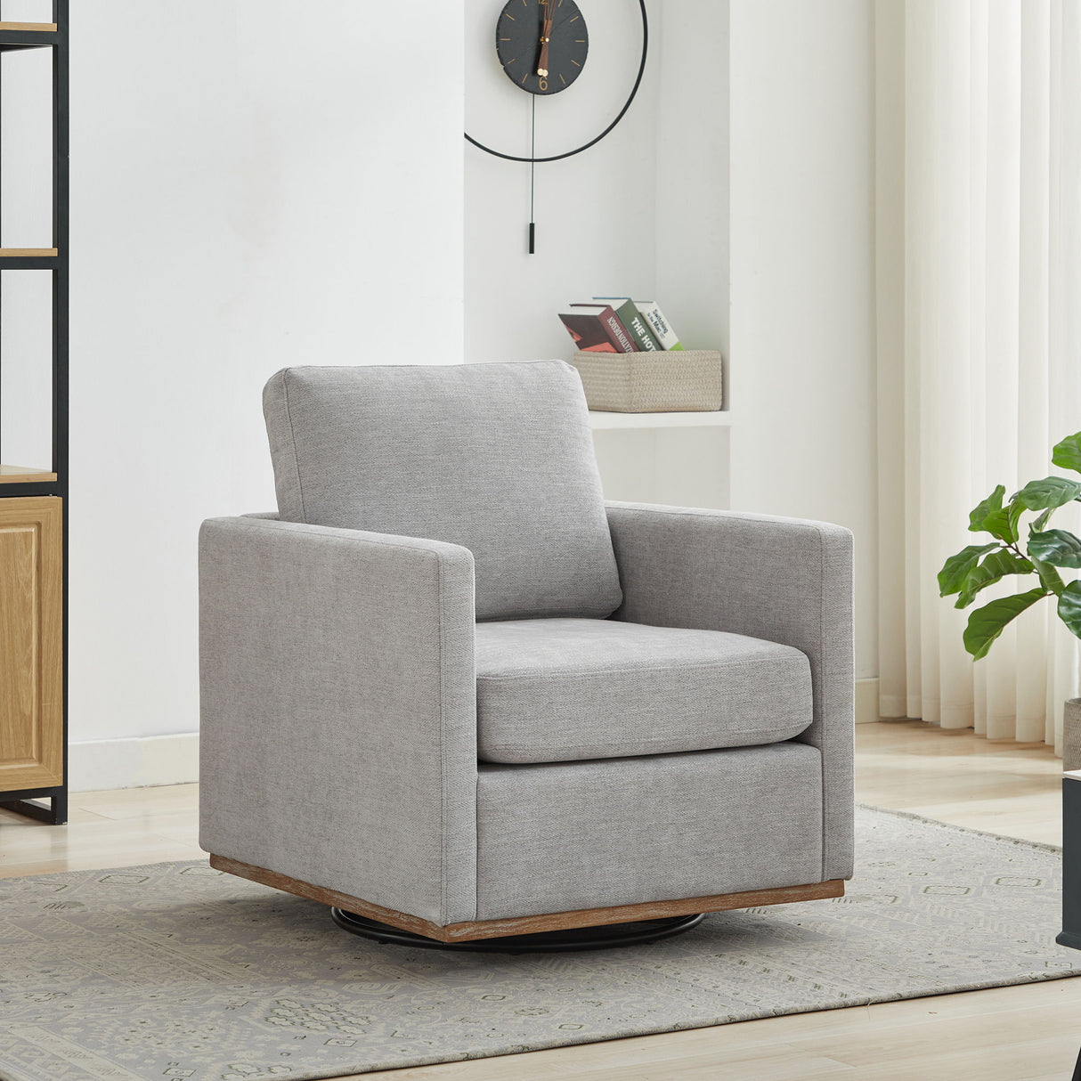 Square Upholstered Swivel Accent Chair