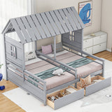 House Platform Beds With 2 Drawers, Side By Side Design