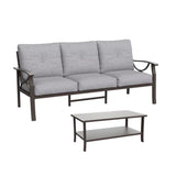 Patio Furniture Set, Coffee Table And Cushions For Backyard