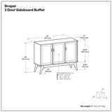 Draper - 3 Door Sideboard Buffet - Brown