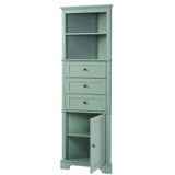 Tall Storage Cabinet With 3 Drawers And Adjustable Shelves For Bathroom