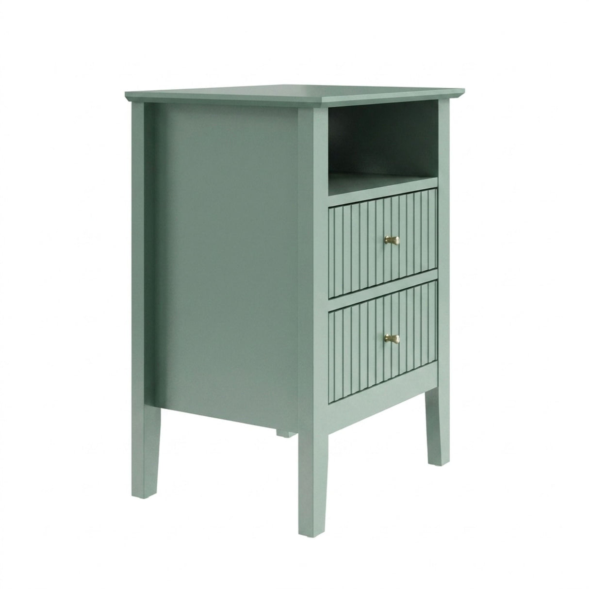 Fluted Nightstand With 2 Drawers