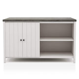 Counter Height Dining Table With Storage Cabinet Base - Dark Gray / Off White / Off White / Gray