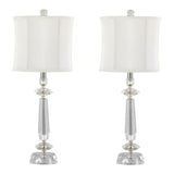 Karat - Contemporary Crystal Table Lamp (Set of 2) - Clear Crystal / Chrome / White Softback