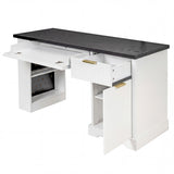 Modern Fluted Office Desk With Storage Cabinet