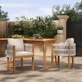 Outdoor Dining Chairs With Mix Rope Handles (Set of 2)