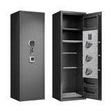 Rifle Safe, Biometric & Keypad Lock, Adjustable Gun Racks With Built In Alarm System