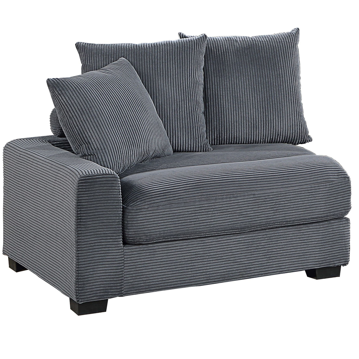 5 Piece Modular Sectional Set Couch With LAF & RAF Chairs, Living Room Furniture - Dark Gray