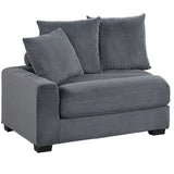 5 Piece Modular Sectional Set Couch With LAF & RAF Chairs, Living Room Furniture - Dark Gray