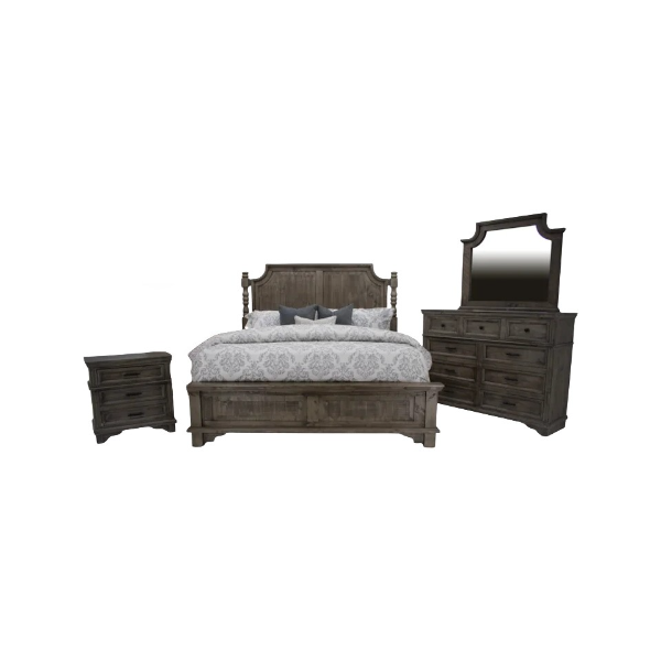 Charleston Queen Panel Bed Dresser Mirror & Nightstand - C135FP+C135HP+C135RP+CHARNS+CHARD+CHARMR