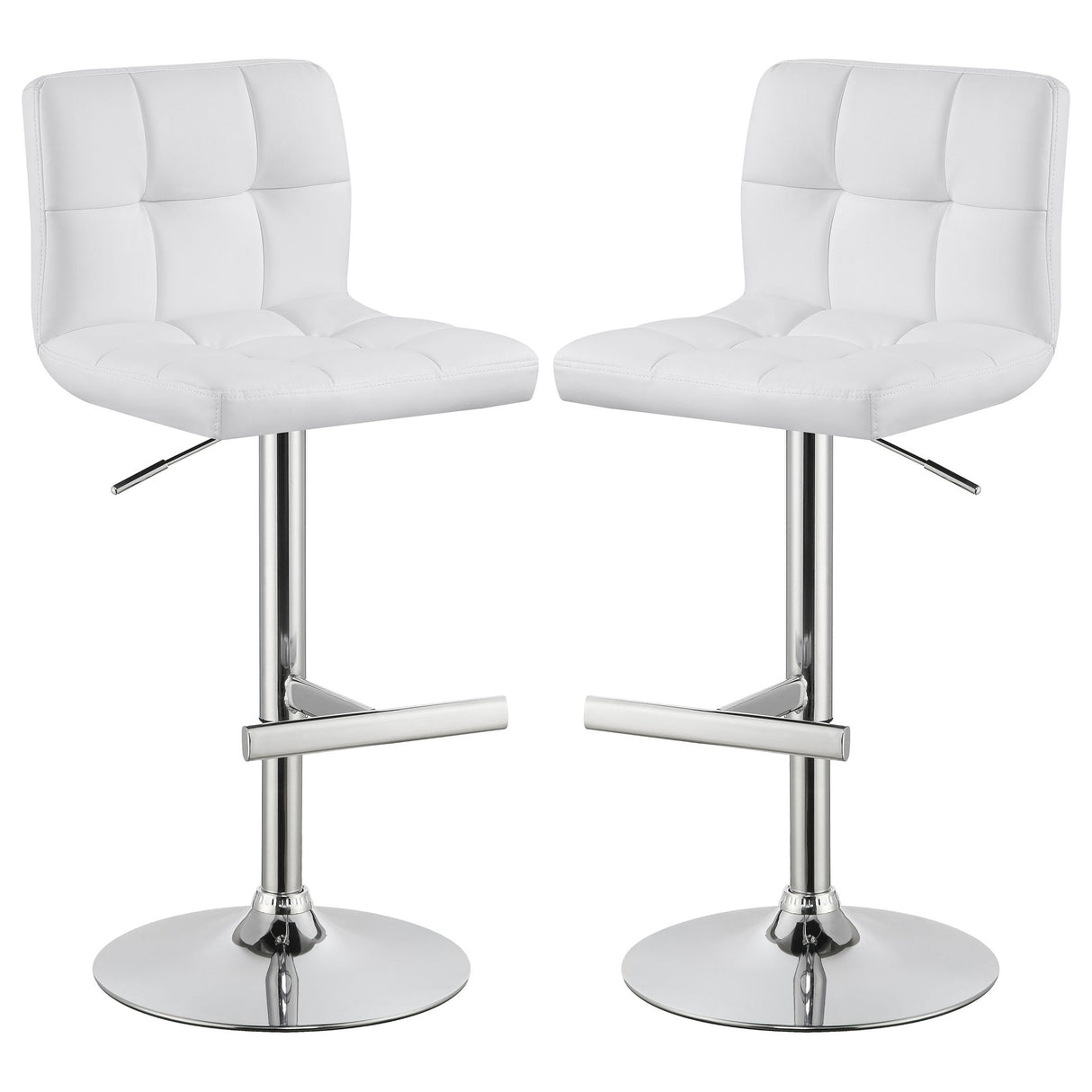 Lenny - Upholstered Adjustable Bar Stool (Set of 2) - White