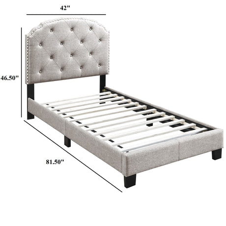 Button Tufted Bed With Nailhead Trim