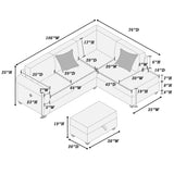 Contemporary Sectional Set With Right Arm Chaise, Left Arm Sofa With USB Port, Storage Ottoman