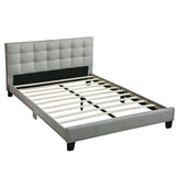 California King Size Tufted Headboard Platform Bedframe, Bedroom Furniture - Gray / Light Gray