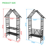 Garden Arch With Bench Turned Into Flower Stand Climbing Plants Support Outdoor - Black