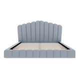 Queen Upholstered Bed Frame With Shell Shaped Headboard - Light Blue - Light Blue
