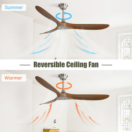 60" Outdoor Ceiling Fan Without Light With Smart App Control - Brushed Nickel