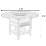 Counter Height Dining Table With Built In Lazy Susan And Storage Shelves