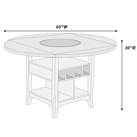 Contemporary Counter Height Dining Set With Built In Lazy Susan