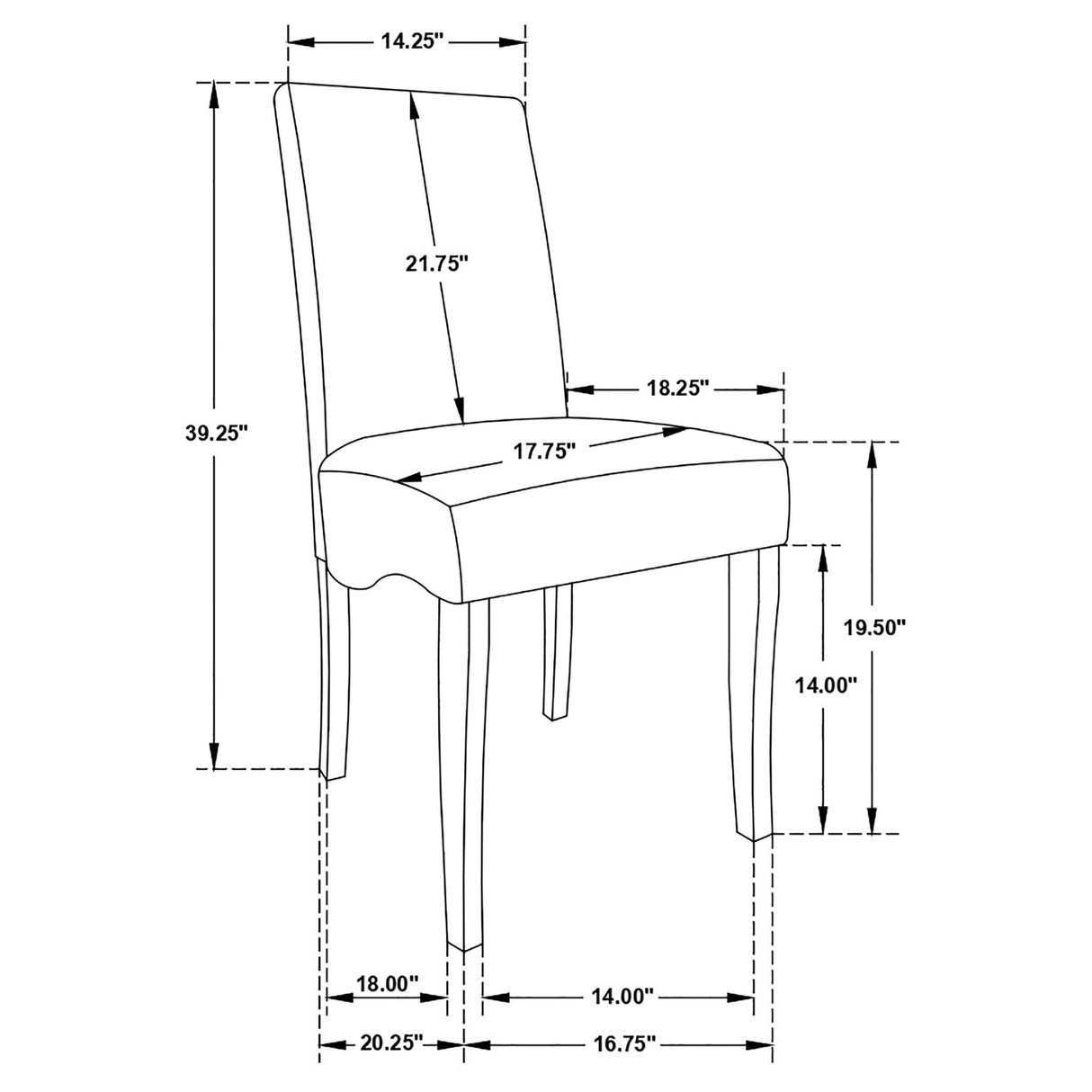 Upholstered Dining Chair Soft Padded Seat And Flared Back Design (Set of 2) - Gray