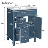 Bathroom Vanity With Sink, Compact Cabinet & 2 Drawers And Adjustable Shelf