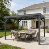 Patio Grape Vine Gazebo Outdoor Pergola With Open Roof For Climbing Plants - Gray