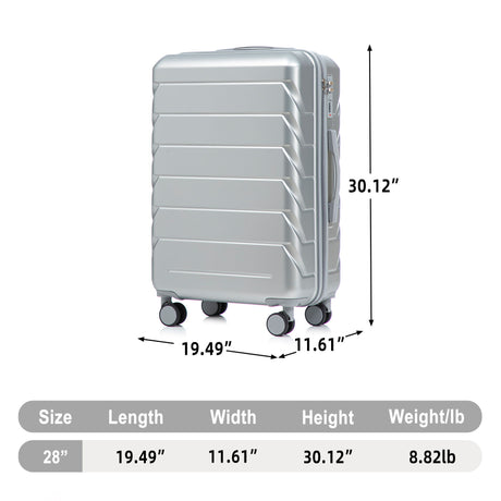 Hard Shell Luggage With Scratch Resistant Surface, 4 Wheels, Combination Lock & Side Hooks