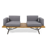 2 Piece Patio Set With Loveseat And Coffee Table - Natural / Gray