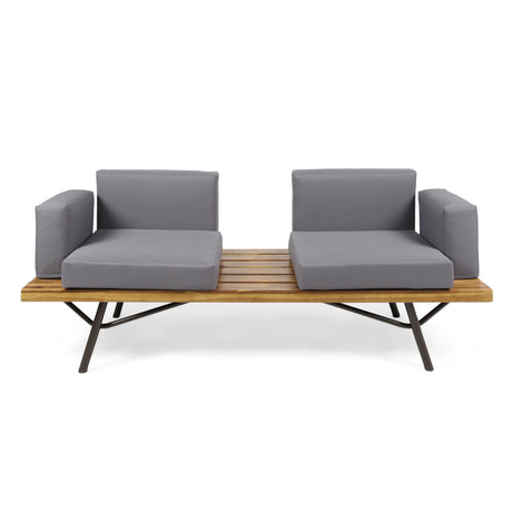 2 Piece Patio Set With Loveseat And Coffee Table - Natural / Gray