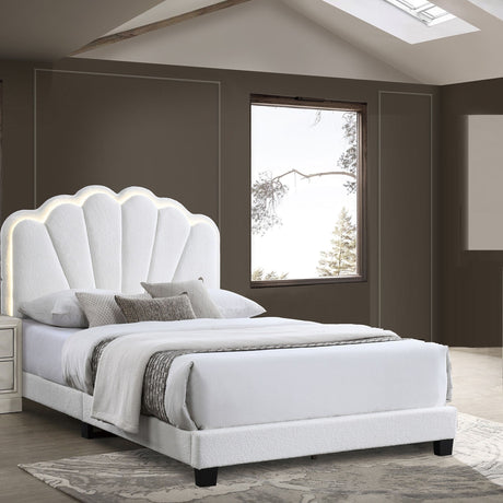 Bed With Floral Design Headboard And Built In LED Lighting