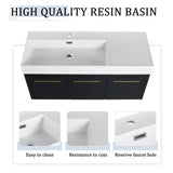 Modern Wall Mounted Bathroom Vanity With Left Sink And Storage Rack