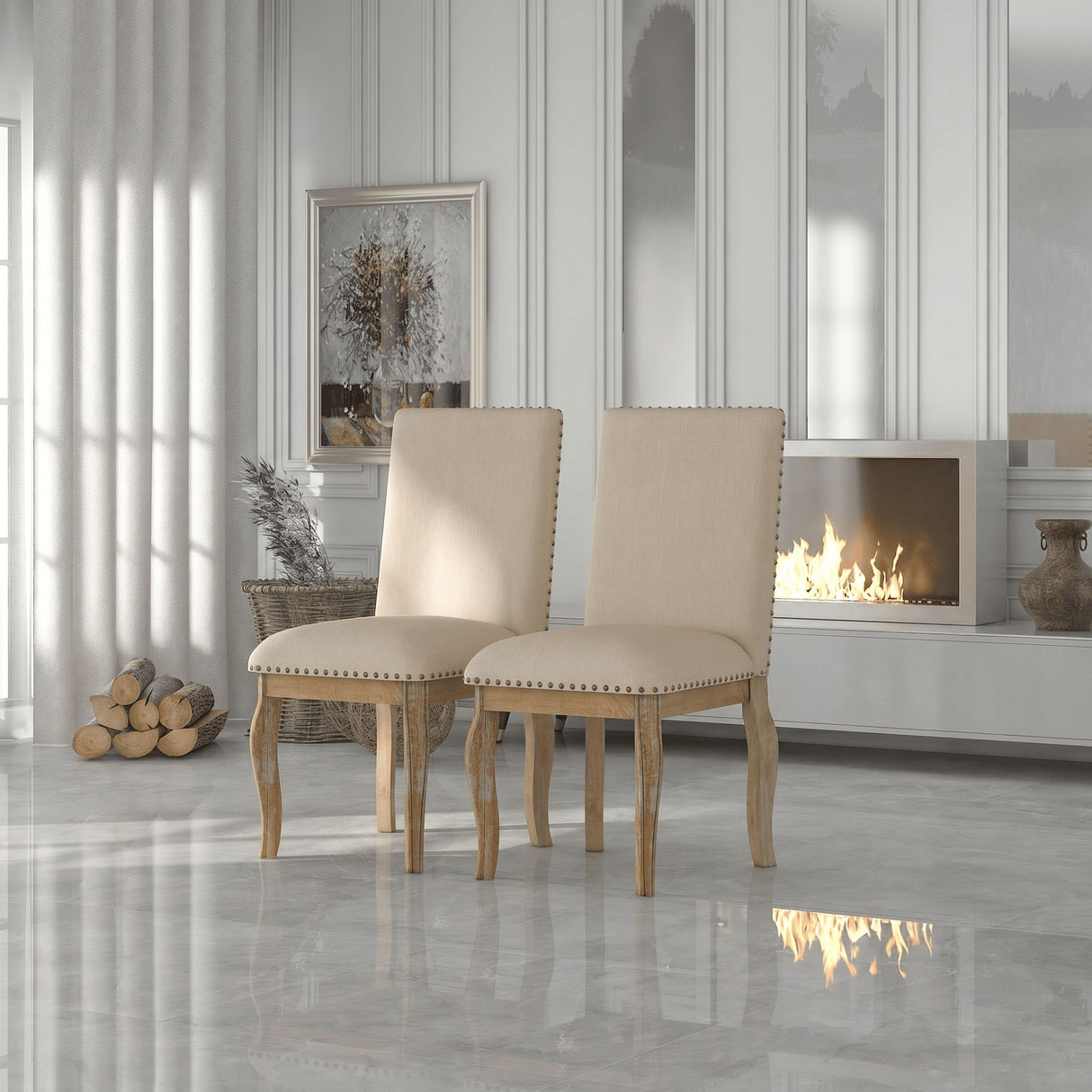 Upholstered Dining Chairs With Nailhead (Set of 2)
