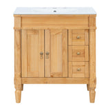Modern Bathroom Vanity With Ceramic Sink, Soft Close Doors, Adjustable Shelves