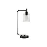 Lighting, Table Lamp, USB Port Included, Glass Shade, Modern - Black