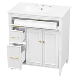 Freestanding Bathroom Vanity With Sink, Soft Close Door, Tip Out Drawer