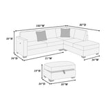 3 Piece Sectional Sofa With Reversible Chaise And USB Storage Ottoman