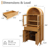 Arched Kitchen Pantry Cabinet With Adjustable Shelves And Barn Door Design